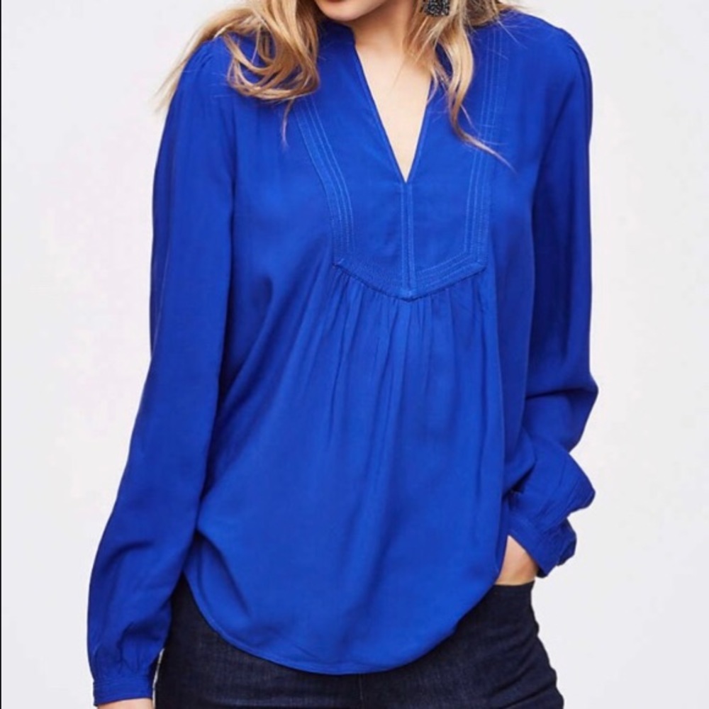 NWT LOFT Split Neck Bib Blouse